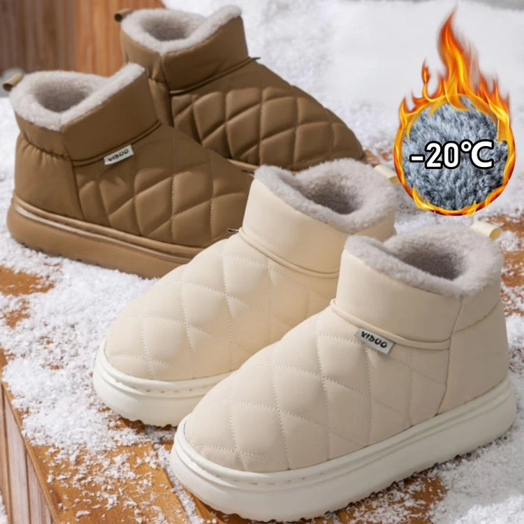 Waterproof Slip Resistant Winter Snow Boots Women Outdoor Traction Sole With Fur Lining Platform Cozy Slip On Slipper Shoes