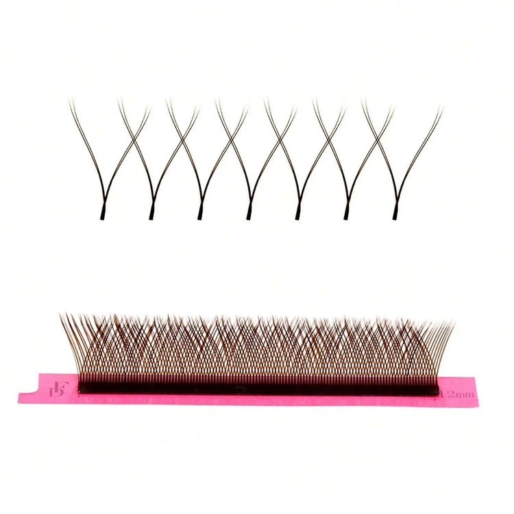 FADVAN Brown YY D/M(LU)/L Curl Eyelash Extension 0.07mm Natural Premade Lash 2D W Shape Style Soft Faux Mink Light False Lashes