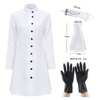 Carnival Party Men Women Long White Coat Nurse Doctor Costume Mad Scientist Cosplay Halloween