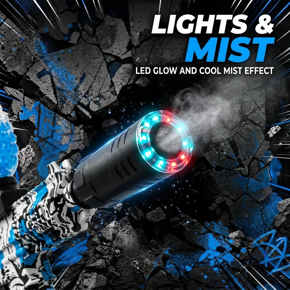 Graffiti Electric Gel Ball Blaster Toy, LED Glow & Cool Mist Effect Auto Gel Blaster, Rapid Shooting Game for Backyard Outdoor Team Activity, Rechargeable Gel Blaster with Hopper, Gift for Teen Hobbyist