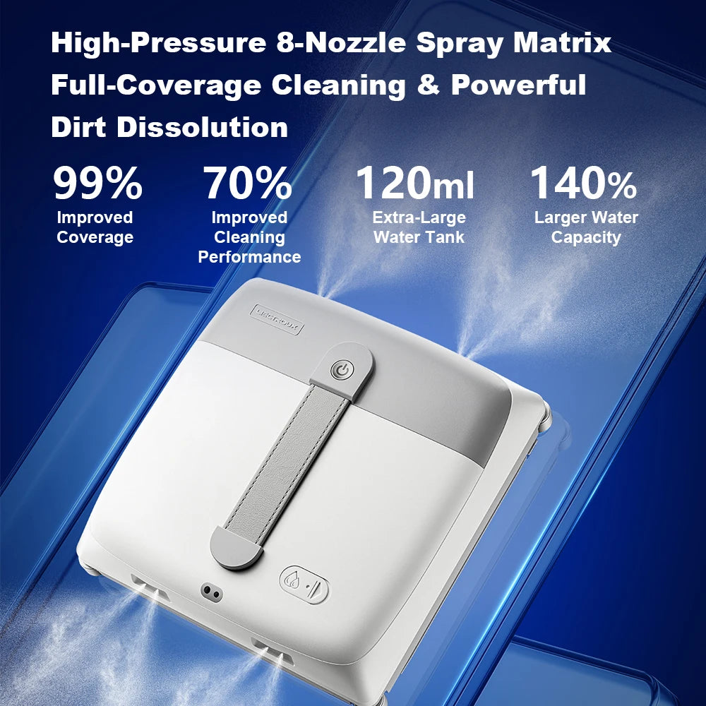 Liectroux G9 Robot Window Cleaner,10000Pa,Dual Vibrating Bionic Arms,8-Way Water Pump Spray,Nano Cleaning Squeegee,Smart Memory