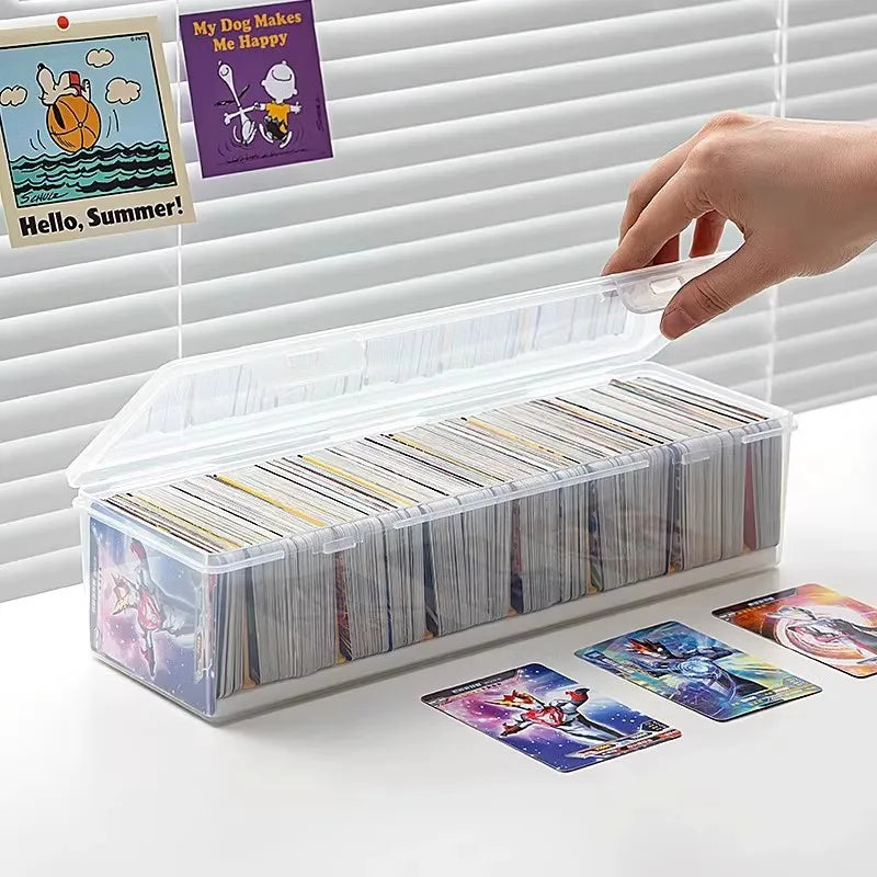 Clear Plastic Compartmentalized Organizer Box Holds 550+ Game Cards Storage Box With Adjustable Divider For Cards