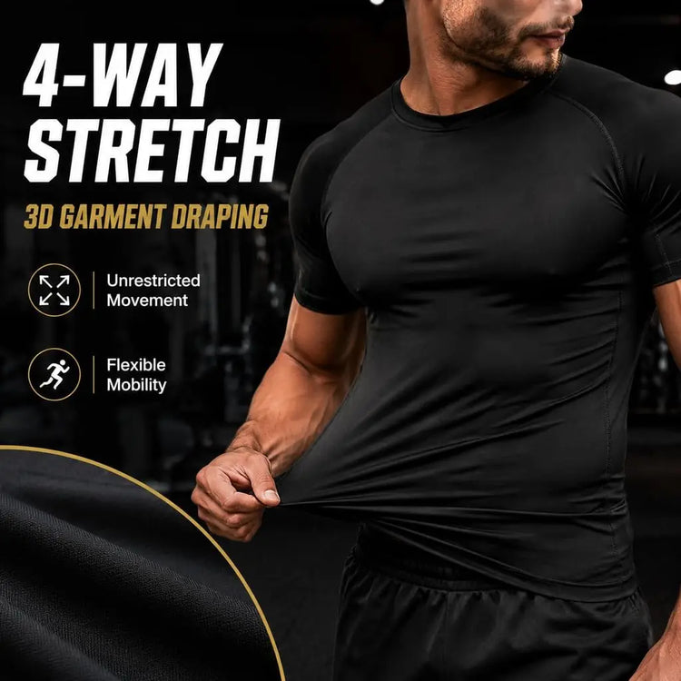 1/2/5 Pack Men's Compression Shirt Short Sleeve Quick Dry Breathable Athletic Base Layer with Stretch Fabric for Gym Running