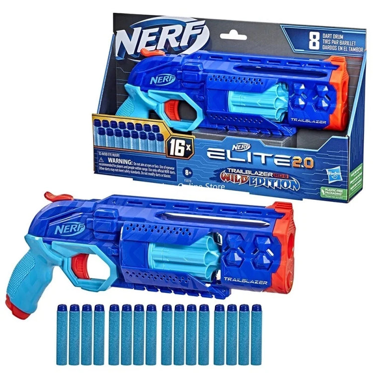 Hasbro NERF Elite 2.0 Trailblazer RD-8 Blaster Gun with 16 Darts nerf Soft Bullet Gun Toy for Kids Birthday Christmas Gift F5029