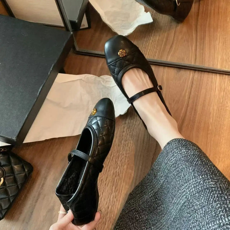 Spring 2026 Fashionable Small Fragrance Flat Bottom Mary Jane Ballet Style Single Shoes Women's Increased Height Interior