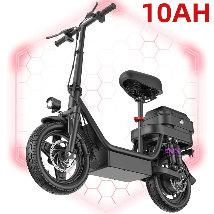 UPlee GQ8 Electric Bike For Adults 500W Scooter EBike With 14" Tire 48V 15AH LED