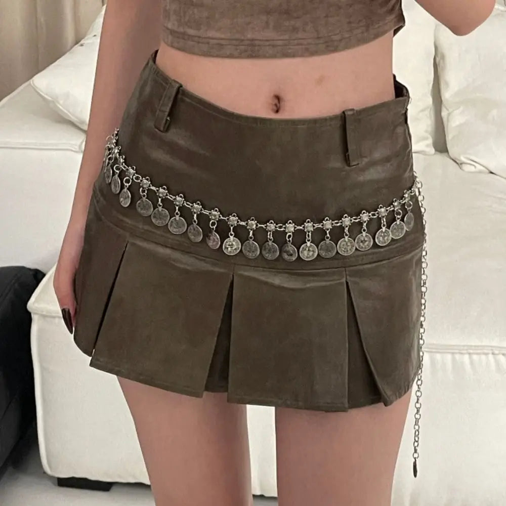 Retro Ethnic Style Waist Chain Metal Silver Bohemian Versatile Belt Dress Decoration Sweater Chain