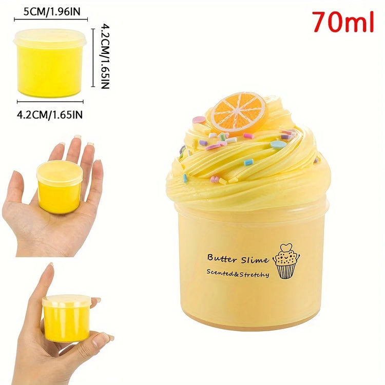70ML Fluffy Butter Slime Kit With Scented DIY Slime Pineapple Fruit Charms Slime Super Soft And Non-Sticky Birthday Gift Toys