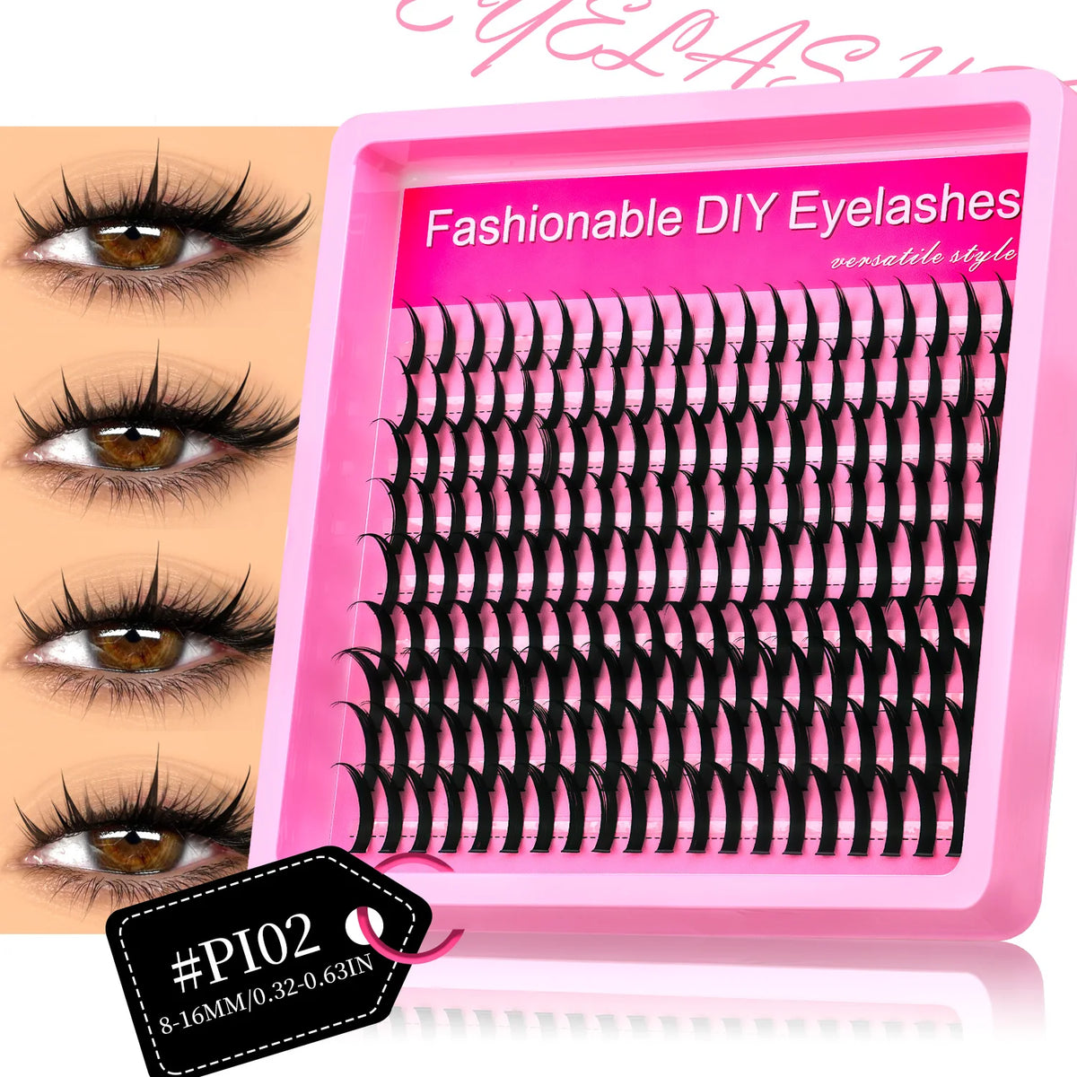 GROINNEYA DIY Lash Clusters Kit Thick Fluffy Cluster Lashes Full Set Lashes Extension with Lash Bond&Seal Individual Eyelashes