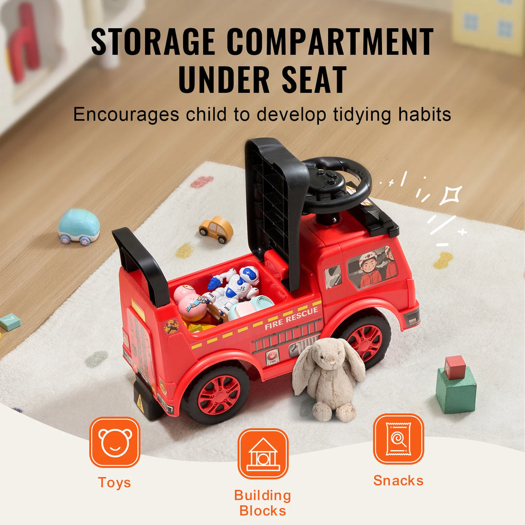 SucceBuy Ride On Push Car Kids Ride On Car with Music Steering Wheel & Under Seat Storage for Toddlers Ages 3-12 Ride Racer