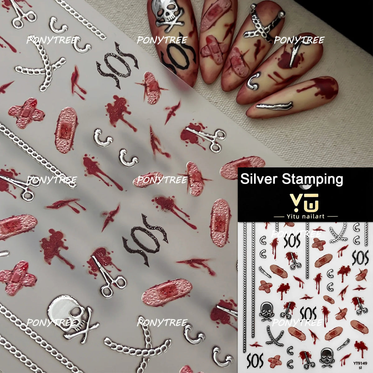 Wicked Pumpkin Expression Horror Face Dark Halloween Metallic Flat Cute Spooky Adhesive Nail Charms Art Sticker Manicure Decals