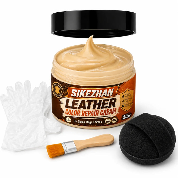 Leather Repair Cream 50ml for Shoes Handbags Sofas Car Seats, Color Restoring Balm with Applicator Brush Sponge Gloves, 4 Shades