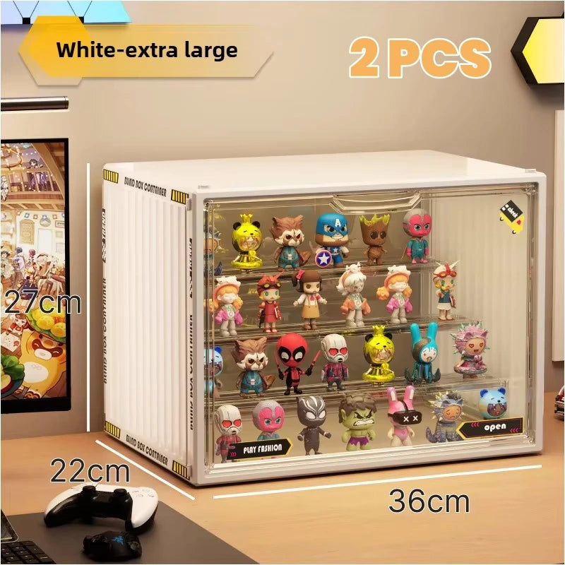 1/2/4 pcs Containerized Designs Acrylic Organizer for Collectible Figures High Definition Transparent Miniature Display Case