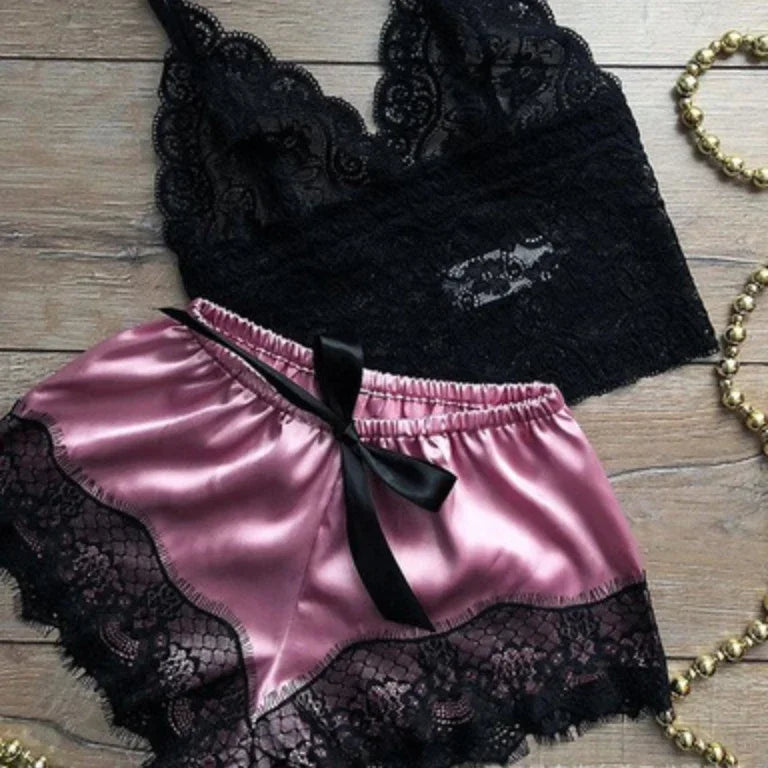 Pajama Sets Sexy Pajamas for Women 2 Pieces Top Shorts Set Sleepwear Clothes Lace Pajamas Underwear Lingerie