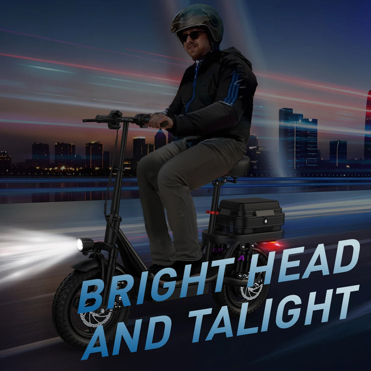 UPlee GQ8 Electric Bike For Adults 500W Scooter EBike With 14" Tire 48V 15AH LED