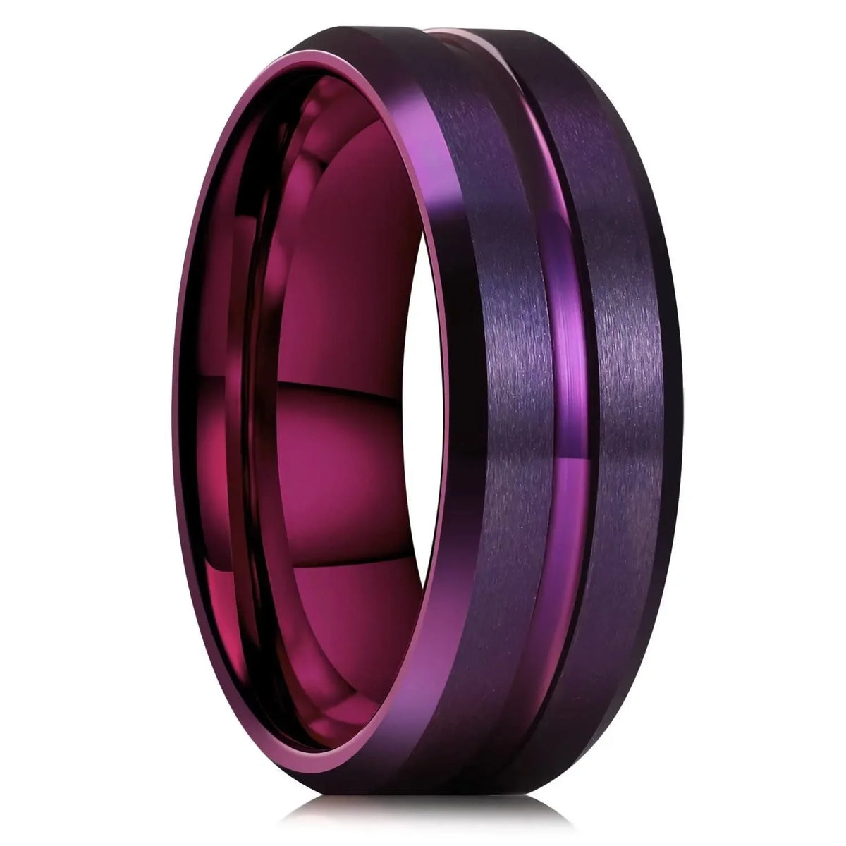 Simple 8mm Silver Color Stainless Steel Rings For Men Women Matte Finish Beveled Edge Men Wedding Rings Party Jewelry Gifts
