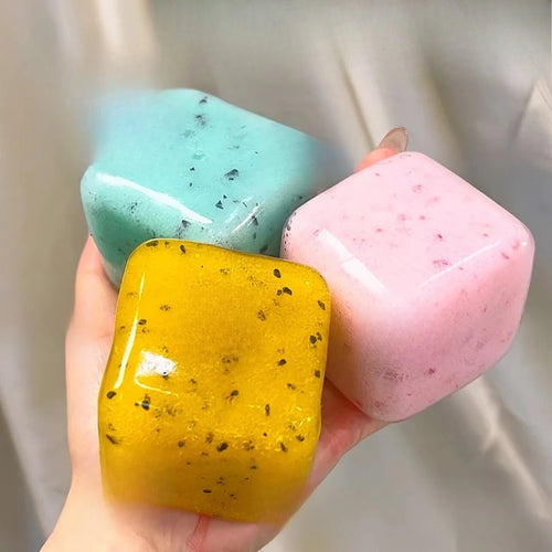Chiboki Slush Yogurt Cube Series! Moldable Zero-Rebound Handmade Square Squishy Ball with Crunchy Slush Texture!