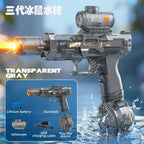 Space Electric Water Gun Energy Ring Burst transparent LED Lights Large Capacity Full Auto Continuous Fire Squirt Gun Toy