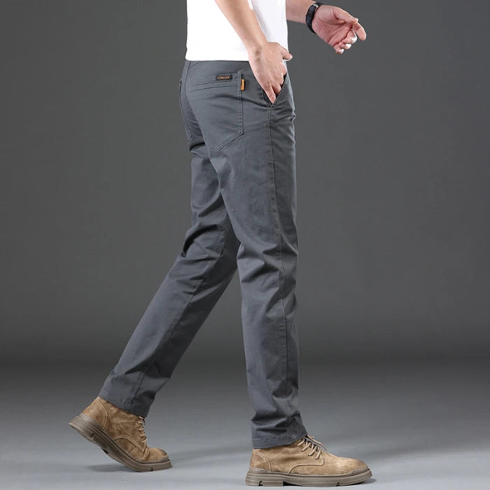 Ultra-high Quality Thin Cotton Men's Casual Pants Trendy Versatile Elastic Light Business Trousers Work Formal Straight Pants