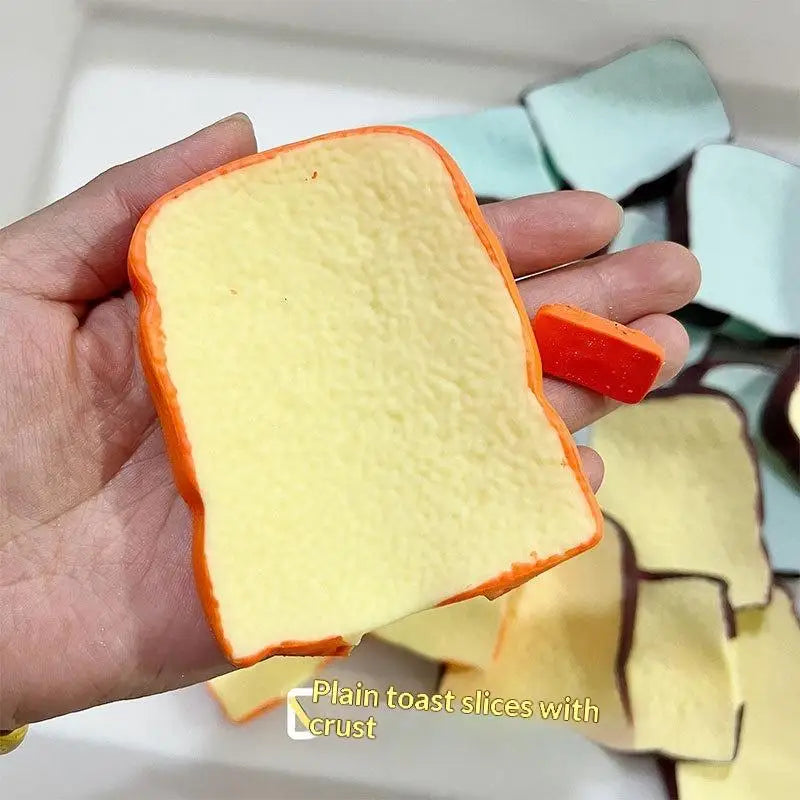【F】Crunch Toast Slow Rise Squeeze Round Blocks Crunchy Filled Anti Stress Hand Relax Gift Toy