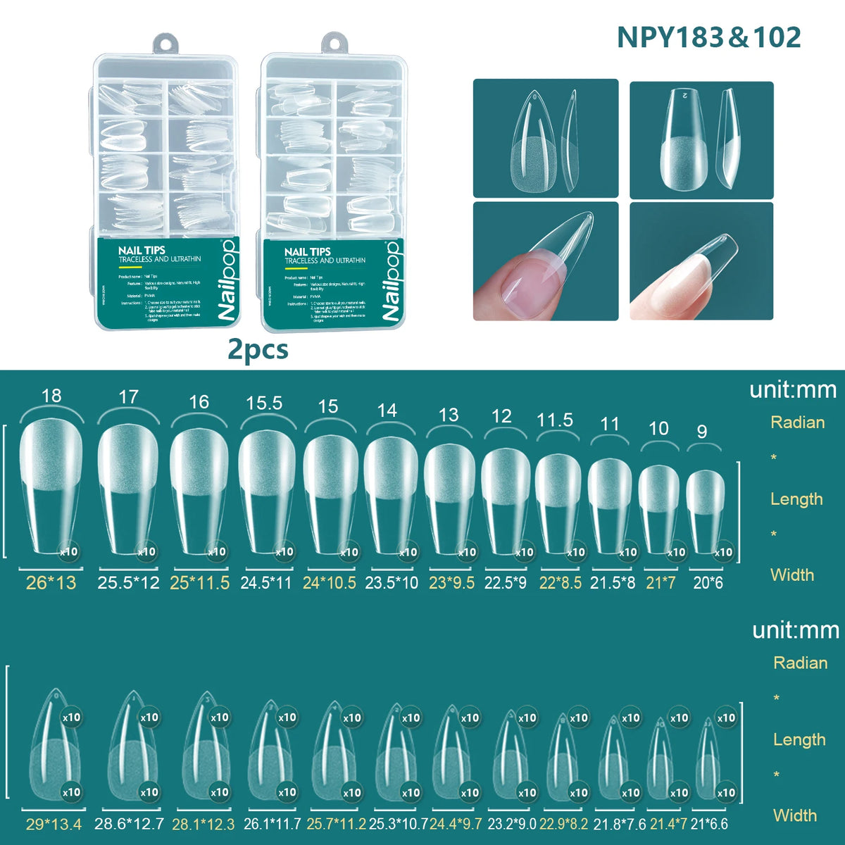 Nailpop 120pcs Acrylic Nails Fake Capsule Short Almond Coffin Square Artificial Nail Extension Soft Gel Tips Accessories Tools
