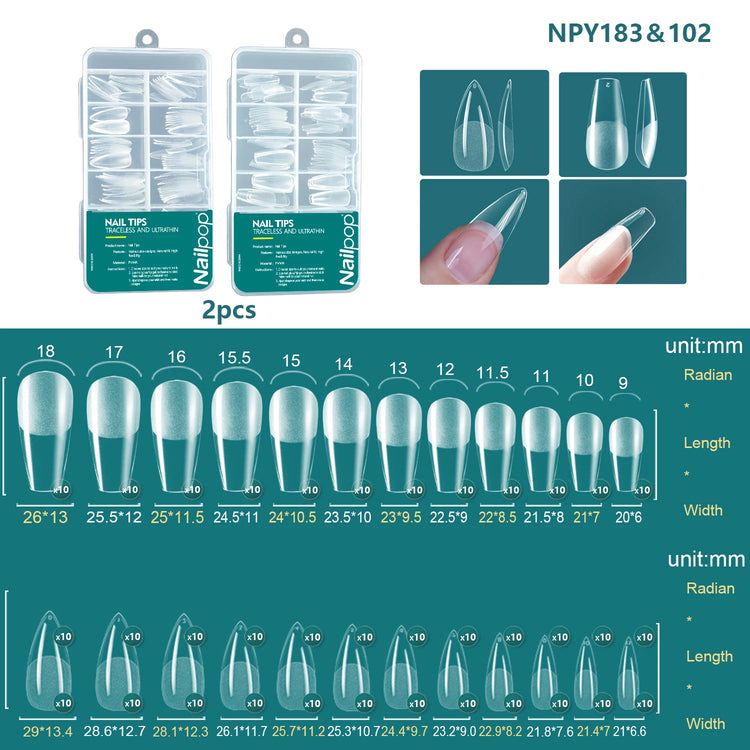 Nailpop 120pcs Acrylic Nails Fake Capsule Short Almond Coffin Square Artificial Nail Extension Soft Gel Tips Accessories Tools