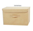 Washable Cotton Linen Fabric Folding CD Storage Box Foldable Bins Toys Organizer With Lid Storage Basket Laundry Basket