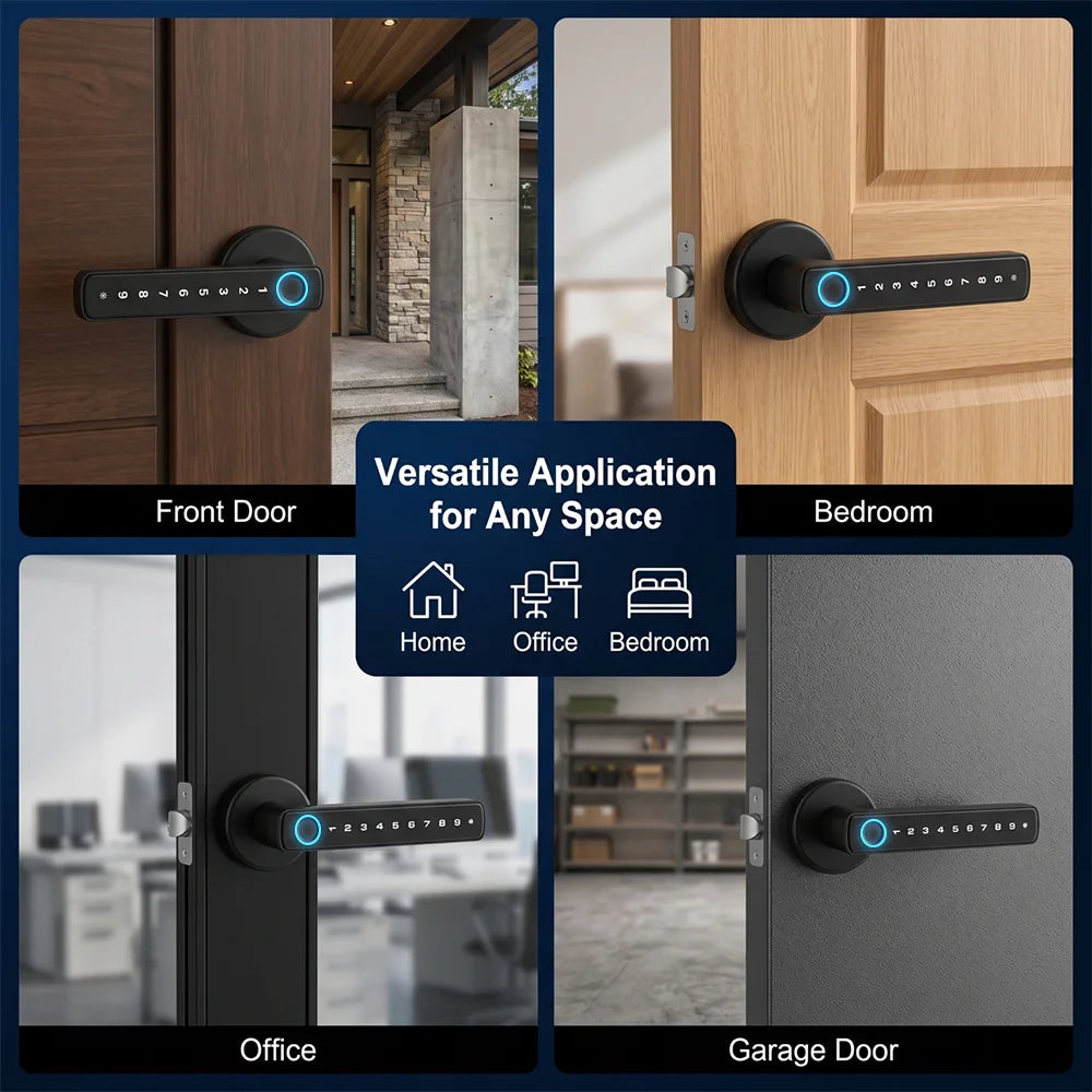 Upgraded Biometric Fingerprint Smart Door Lock, Bluetooth Digital Keypad Keyless Entry Door Lock, Password Touch Keypad Electronic Security Lock, Applicable Door Thickness 30mm-55mm For Home Apartment Office
