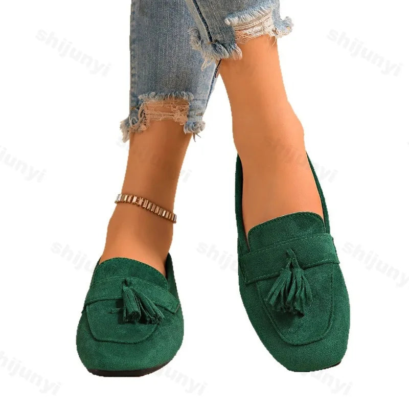 Woman's Flat Shoes Large Size Spring New Fashion Square Toe Comfortable Soft Ballet Flats Simple Versatile Casual Slip on Shoes