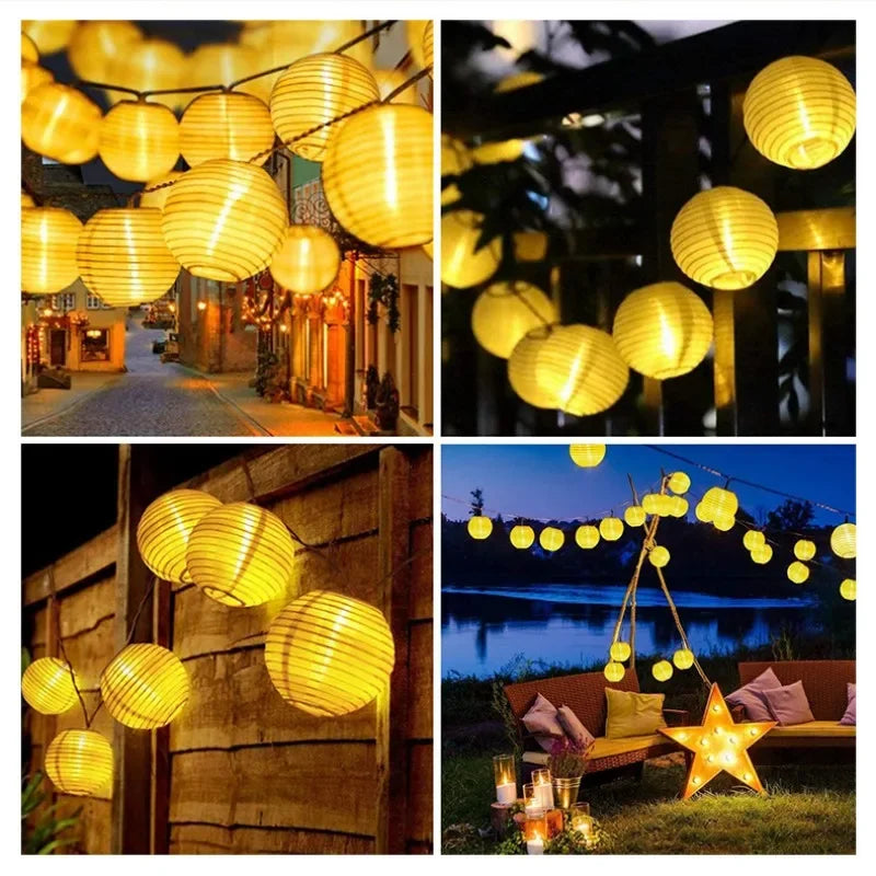 Solar Lantern String Lights Waterproof Outdoor LED Garland Fairy Light Patio Garden Decoration Light for Christmas Wedding Party