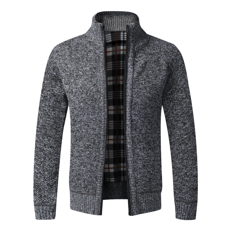 Autumn Winter Warm Cardigan Men Fleece Sweaters Full Zip Jackets Slim Fit Luxury Brand Knitted Sweater Coat American Jersey