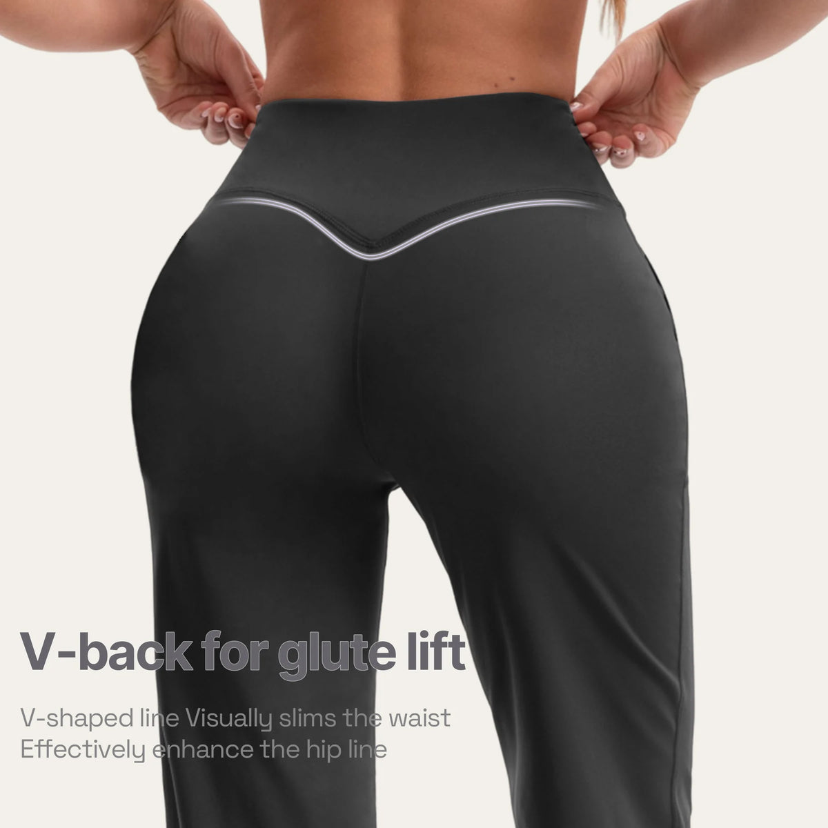Women's High Waist Flared Yoga Pants Tummy Control M-Line Butt Lifting Two Pockets Stretchy Soft Flowy Workout Office