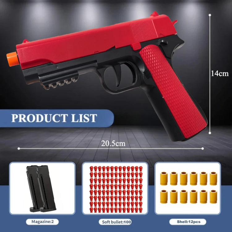 USP Shell Ejecting Soft Bullet Toy Gun Automatic Pull Back Action Shell Throwing Continuous Firing Shooting Games Christmas Gift