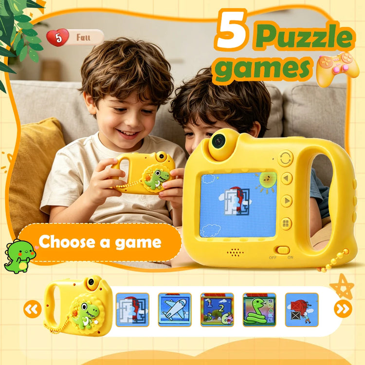 Digital Children Camera For Photography Mini Portable Photo Kids Microscope Camera 1080P HD Video Toy Birthday Festivals Gifts Outdoor Activities 5 Puzzle Games