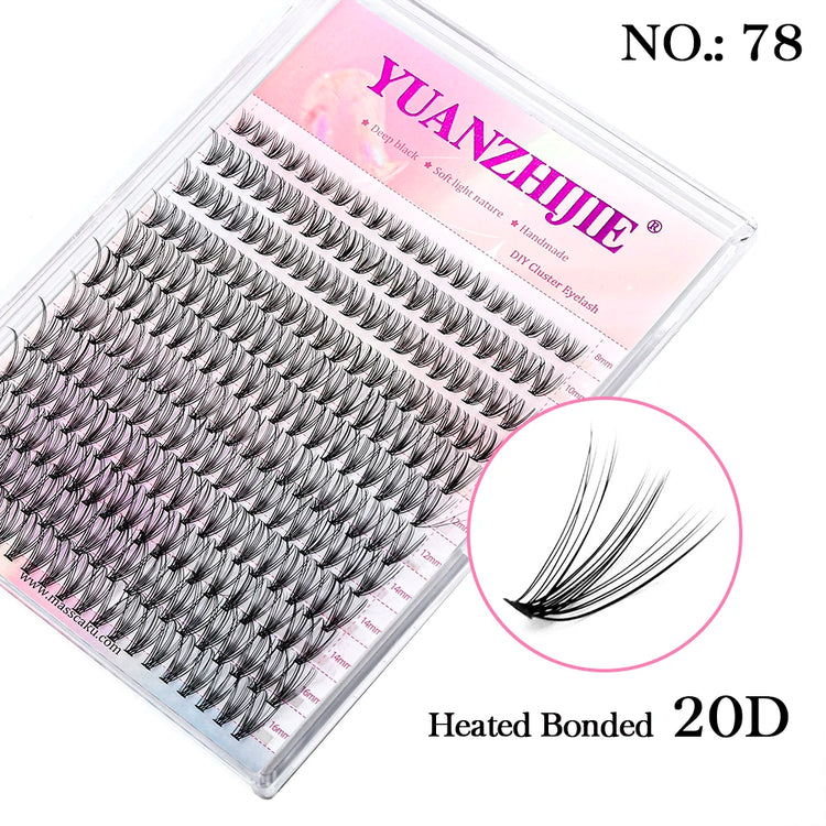 YUANZHIJIE DIY Cluster Eyelash Extension 12lines Dovetail Segmented Lashes Natural Lighter Bundle Makeup Supplies