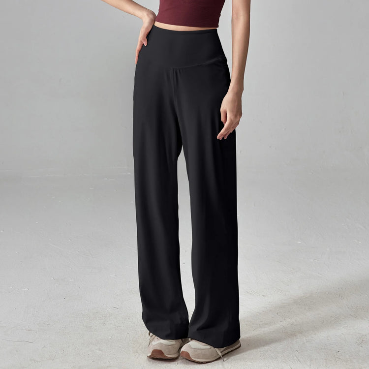 Women's High Quality Pants With Pockets High Waist Stretch Loose Sweatpants Nake-Feeling Sports Leisure  Yoga Workout Pants