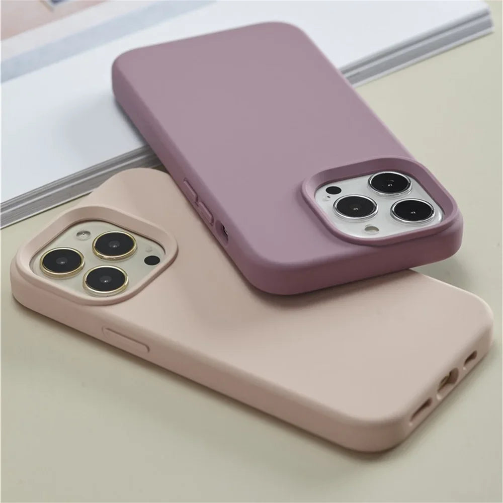Original Phone Case For iPhone 17 16 15 11 12 13 14 Pro Max Luxury Liquid Silicone Cases For 7 8 Plus X XR Shockproof Soft Cover
