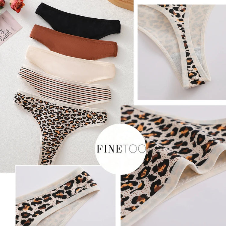 9Pcs Women's Seamless Cotton Panties XS-XXL Multiple Printing T-Back G-strings Sexy Low Waist Breathable Thongs Female Underwear