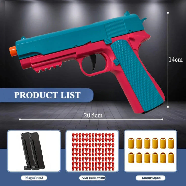 USP Shell Ejecting Soft Bullet Toy Gun Automatic Pull Back Action Shell Throwing Continuous Firing Shooting Games Christmas Gift