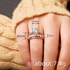 Huitan Gorgeous 3Pcs Set of Rings Female Luxury Shiny Round Zirconia Finger Jewelry Fashion Gold Color Accessories for Wedding