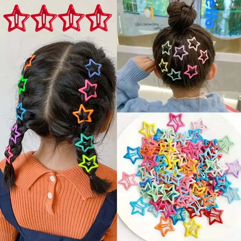 10/30/50pcs Colorful Star BB Hair Clips Girls Y2K Cute Star Barrettes Women Simple Metal Snap Clip Headdress Hair Jewelry Access