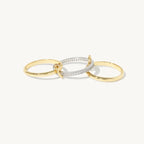 LATS Two-Color Three-Ring 14K Gold Plating Copper Ring for Women Ins Style Stacking Jewelry Fashion Accessories