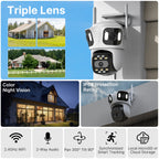 Three Lens PTZ IP Camera Outdoor HD Three Screen WiFi Security Camera Auto Tracking Dual Len Wireless CCTV Camera ICsee