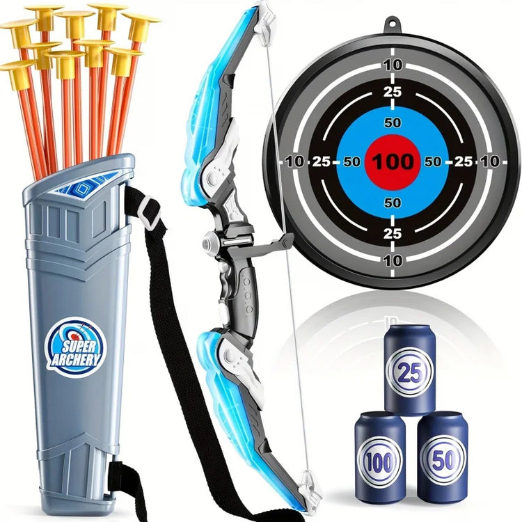 LED Light Up Bow and Arrow Set for Kids, 10 Suction Cup Arrows with Target & Quiver, Ages 4-14 Boys and Girls Toys