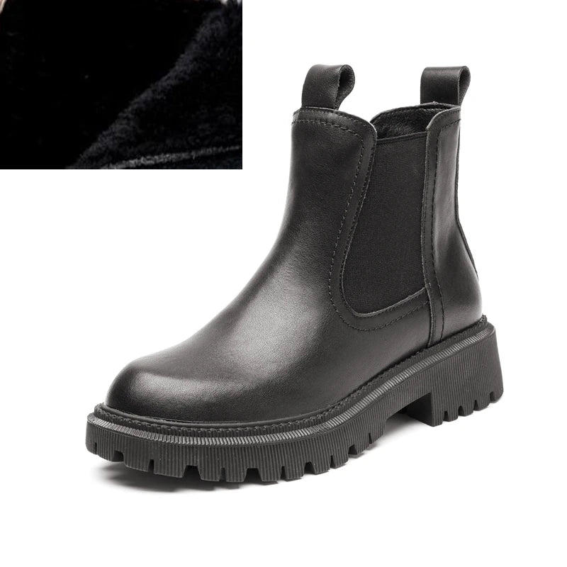 AIYUQI Women's Chelsea Boots Genuine Leather New Autumn Winter Fashion Women's Ankle Boots Retro Winter Boots Ladies  WHSLE MTO