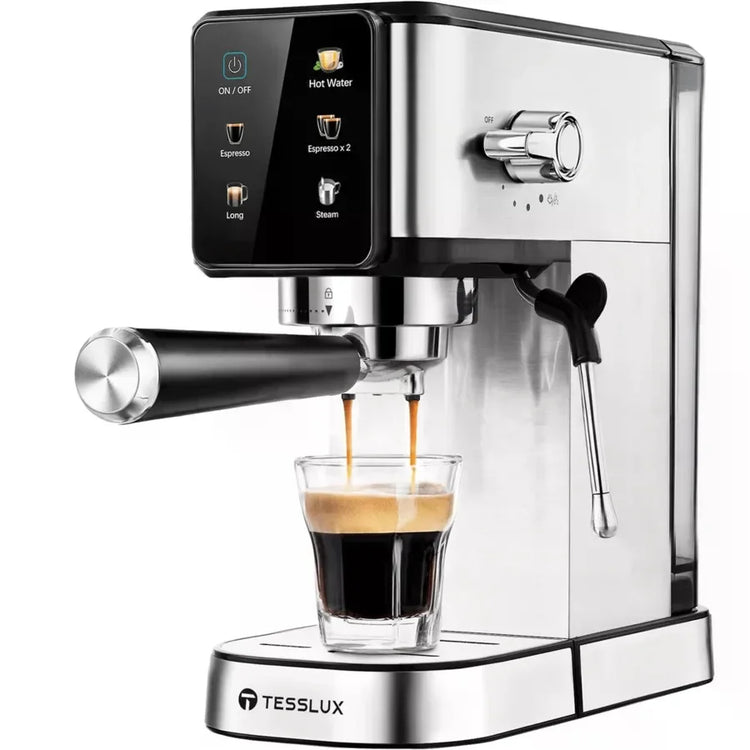 20Bar Espresso Machine With Dual Boiler, LCD Touch Control & Milk Frother| Compact Home Coffee Maker For Café Style Cappuccino & Latte, 304 Stainless Steel, 110V-130V