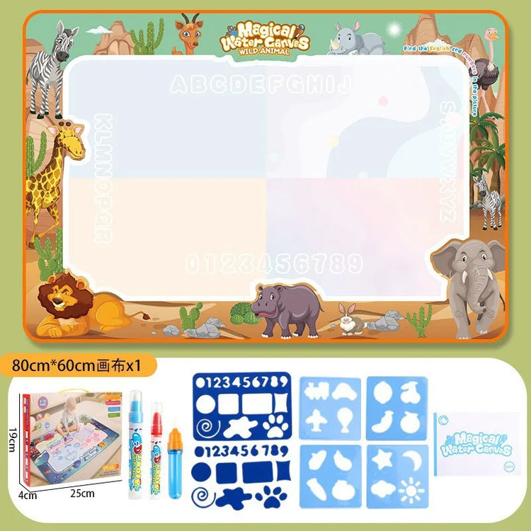 100x80CM Magic Water Drawing Mat with Reusable Magic Pens Montessori Painting Board for Doodling Educational Toys and  Gifts