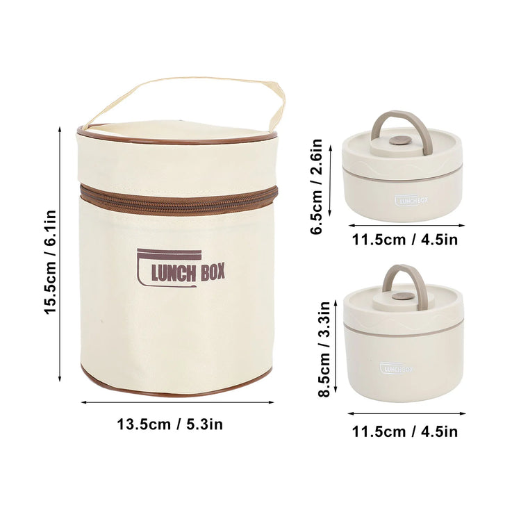 Thermal Lunch Box  304 Stainless Steel Multifunction Portable Insulated Lunch Container with Thermal Bag For School Student