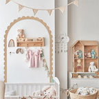 Rustic Wood Wall Arch Decor DIY Unfinished Wooden Frame Scalloped Crafts Trim Accent Furniture Molding Kids Room Nursery Decals