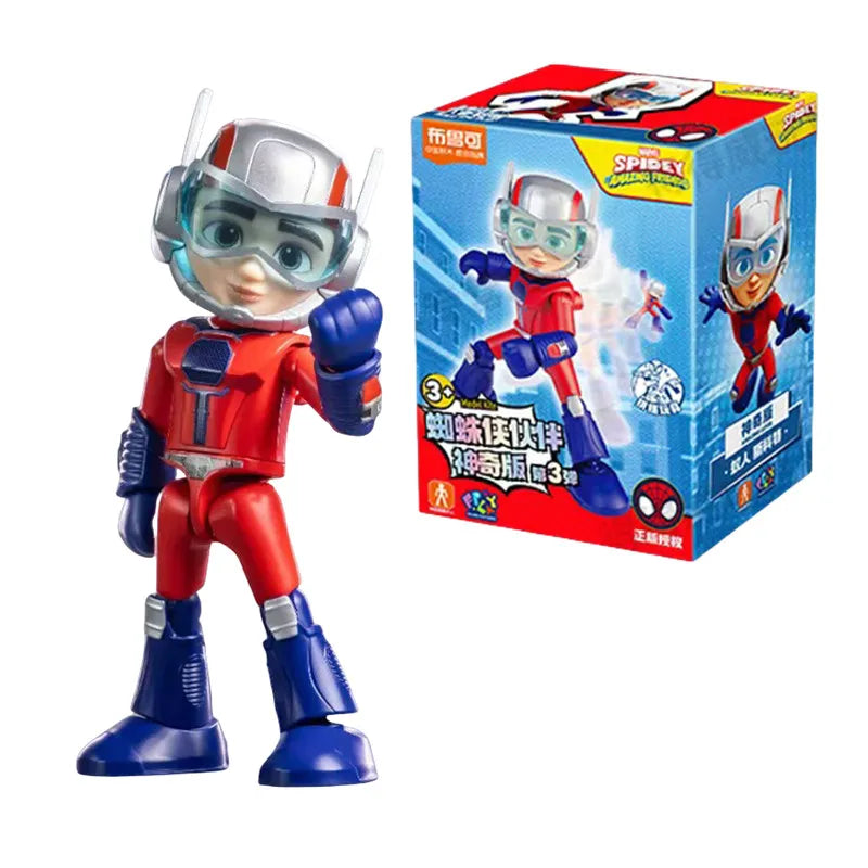 Marvel Spider Man Amazing friends Splicing toys 12cm Iron man Peter Parker Miles Gwen Ant-Man Action Figure building block